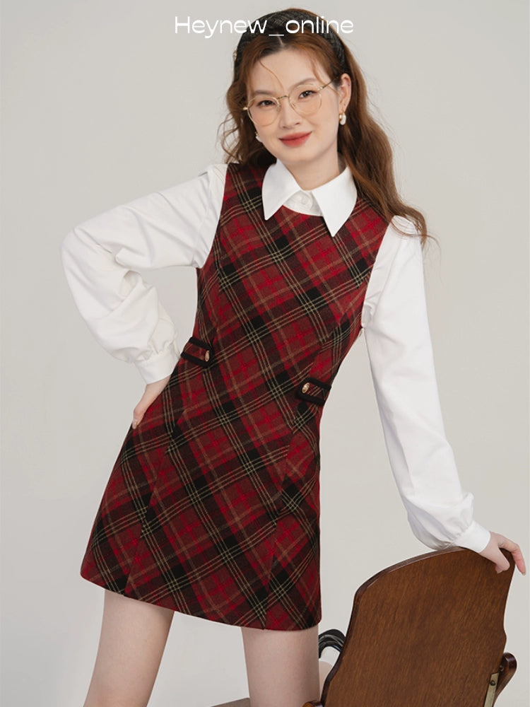 Red Check Vest Dress