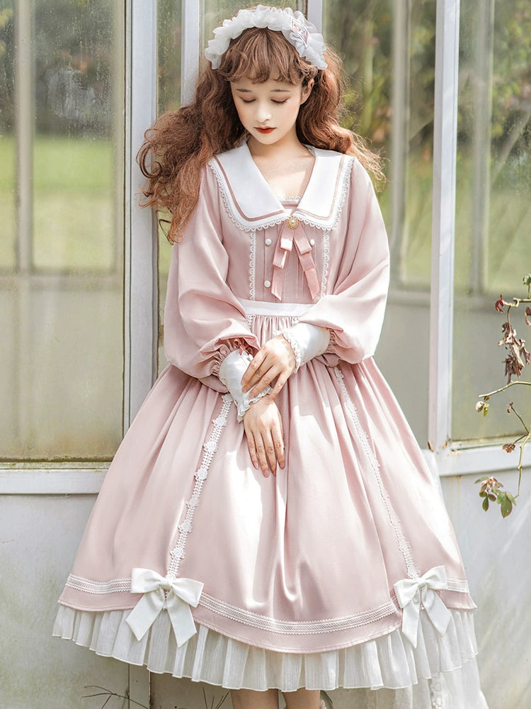 Solid Color Rose Lace Lolita Dress