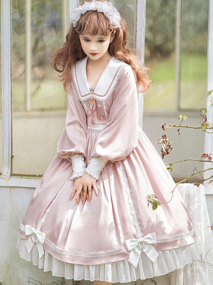 Solid Color Rose Lace Lolita Dress