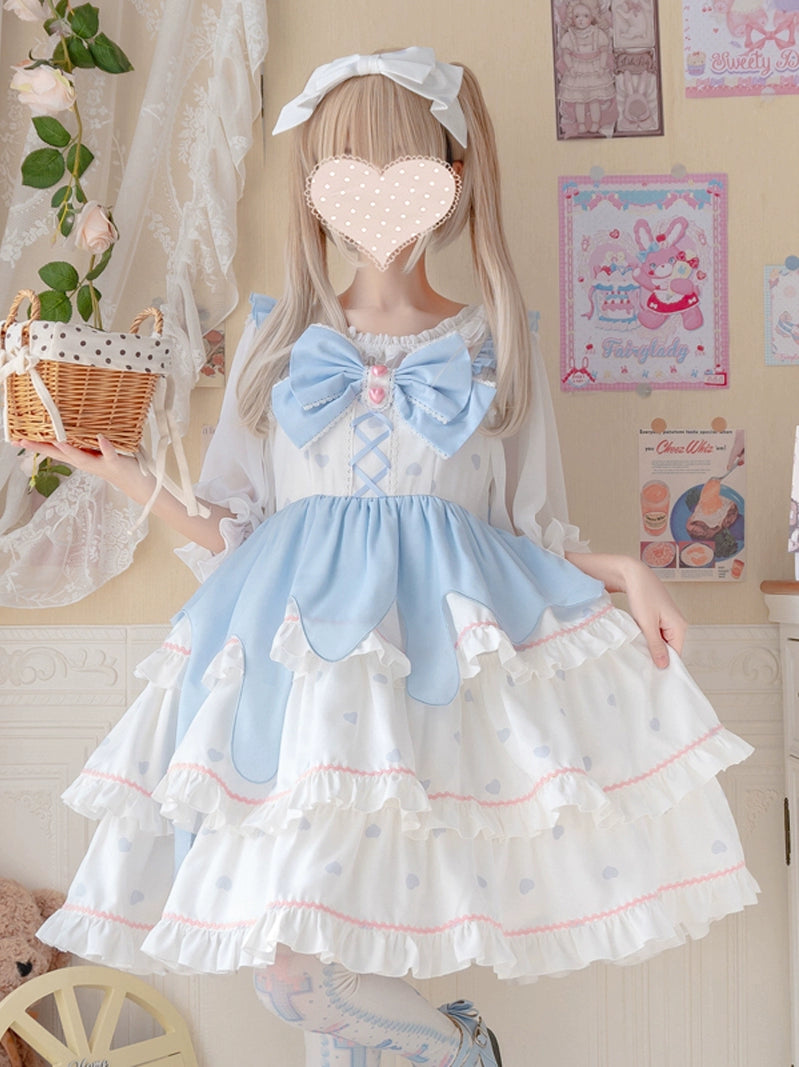 Sweet Blue Bow White Lolita Dress