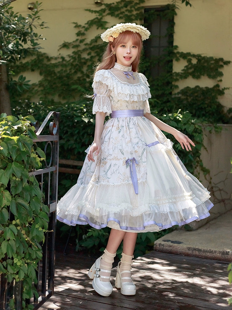 Lavender Lace Victorian Garden Lolita Dress