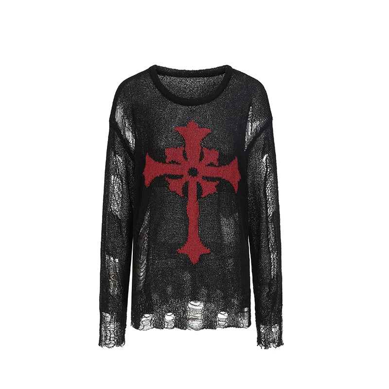 Gothic Cross Distressed Top