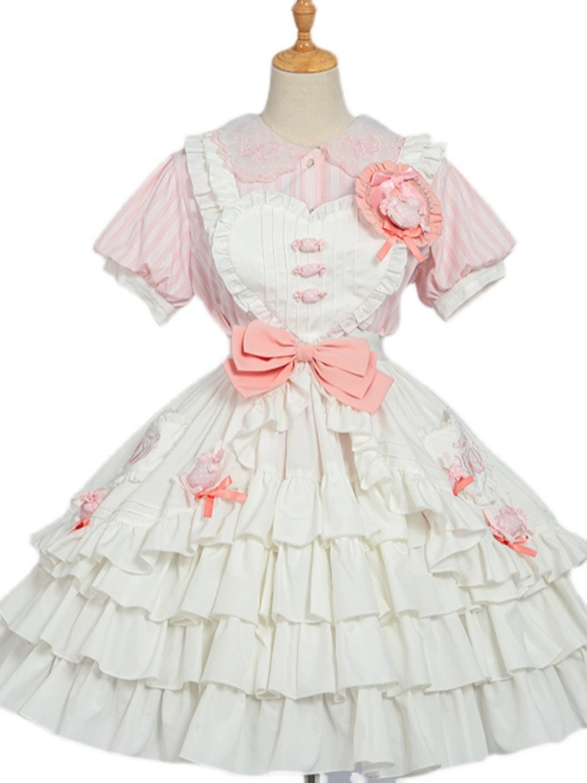 Candy Heart Ruffle White Dress