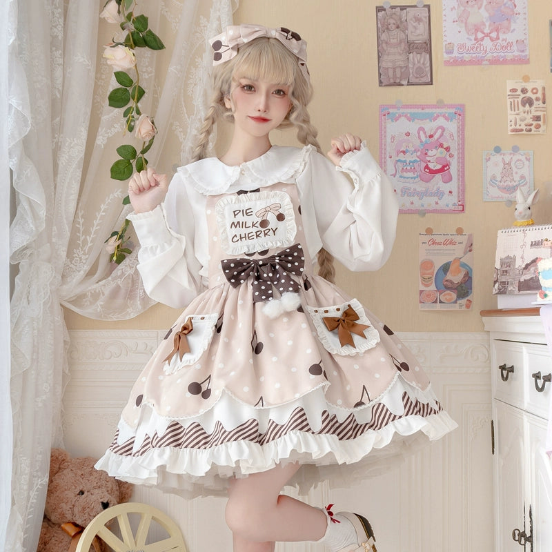 Sweet Creamy Cherry Pie Milk Chocolate Lolita Dress