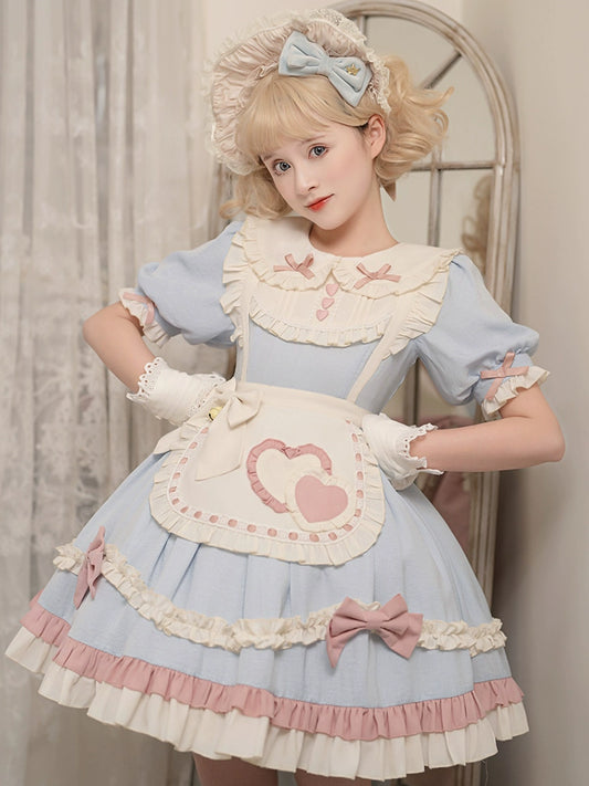 Pastel Heart Apron Candy Blue Dress