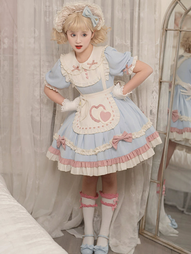 Pastel Heart Apron Candy Blue Dress