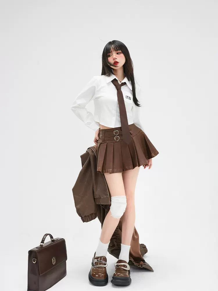 Leather Heart Buckle Skirt