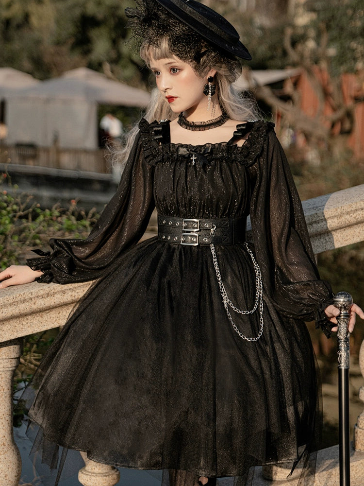 Midnight Gothic Dark Velvet Dress