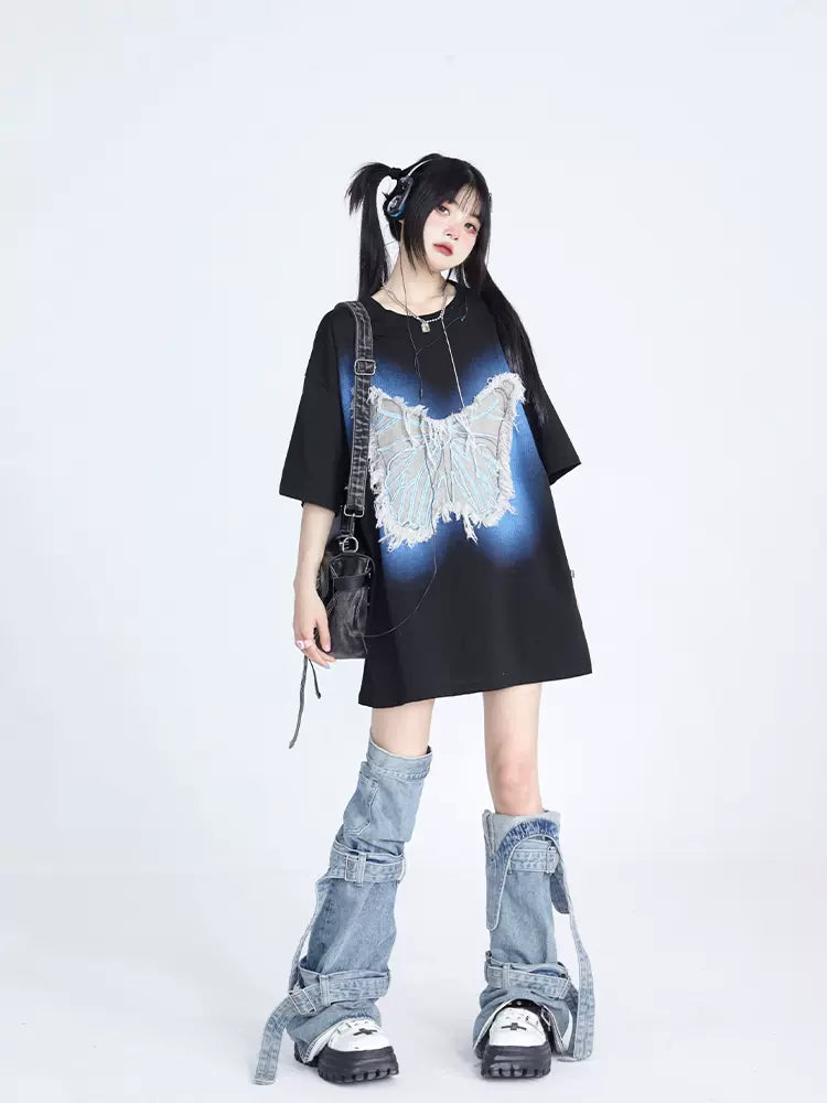 Butterfly Grunge Oversized T-Shirt