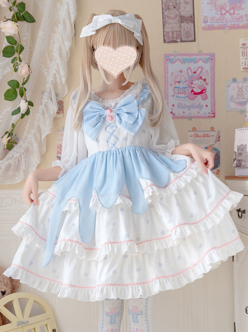 Sweet Blue Bow White Lolita Dress