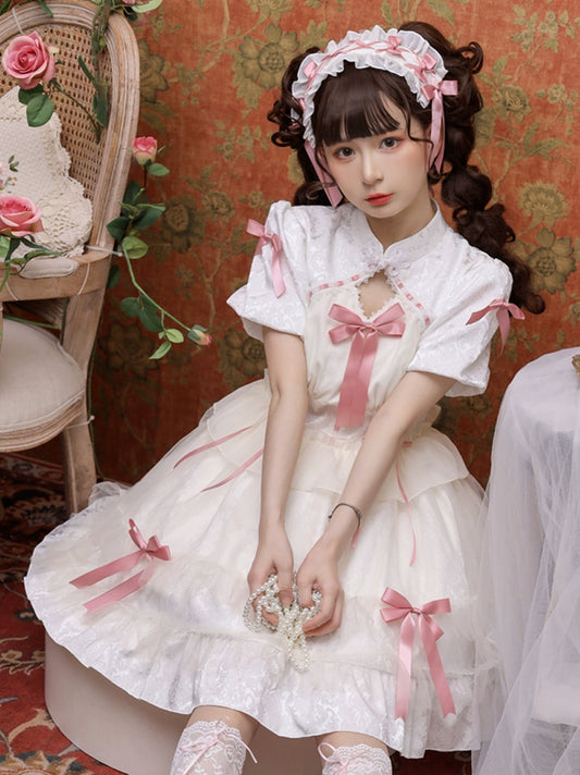 Enchanted Gothic Lolita Dress with Pink Bows