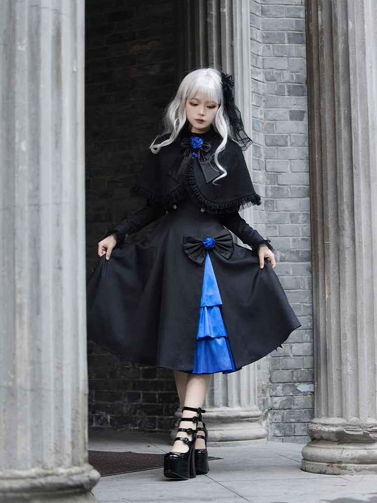 Ebony and Sapphire Cape Dress