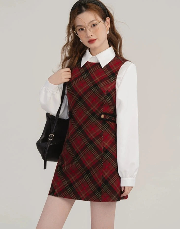 Red Check Vest Dress