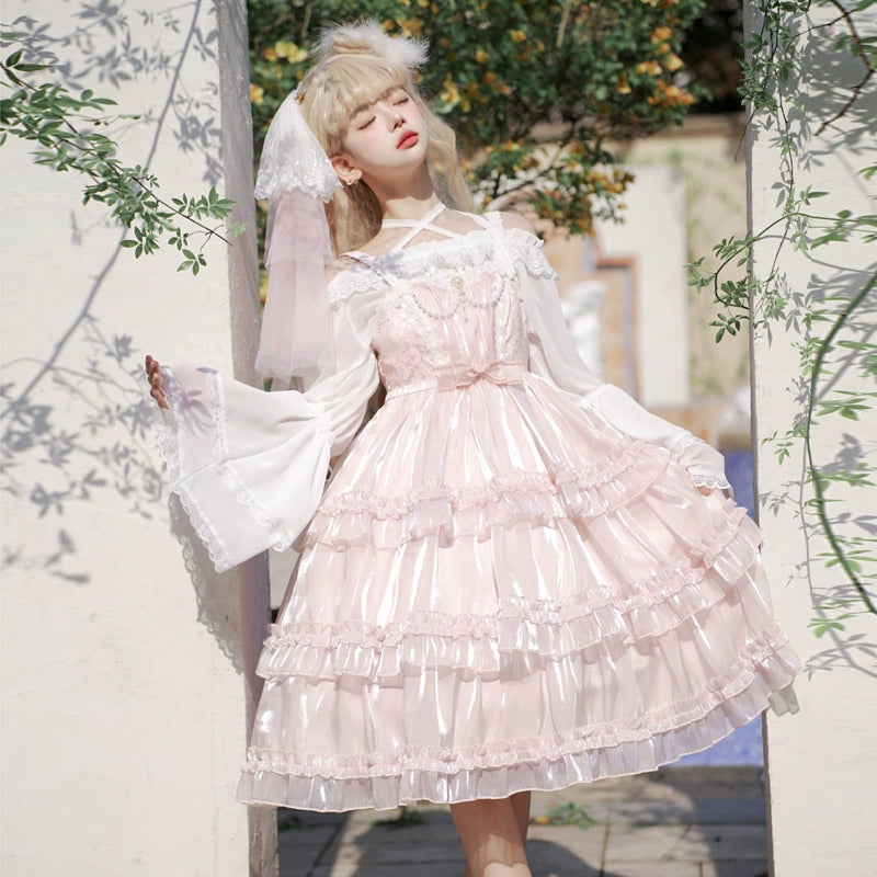 Pure Color Bowknot Trailing Classic Lolita Sleeveless Dress