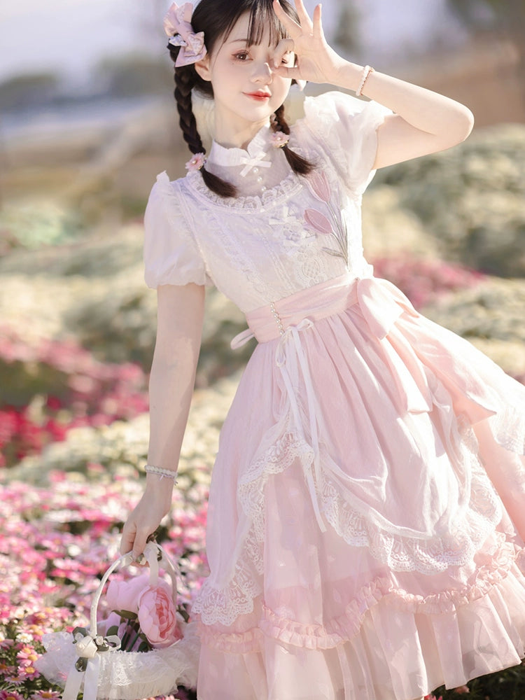 Blushing Garden Pastel Pink Princess Dress