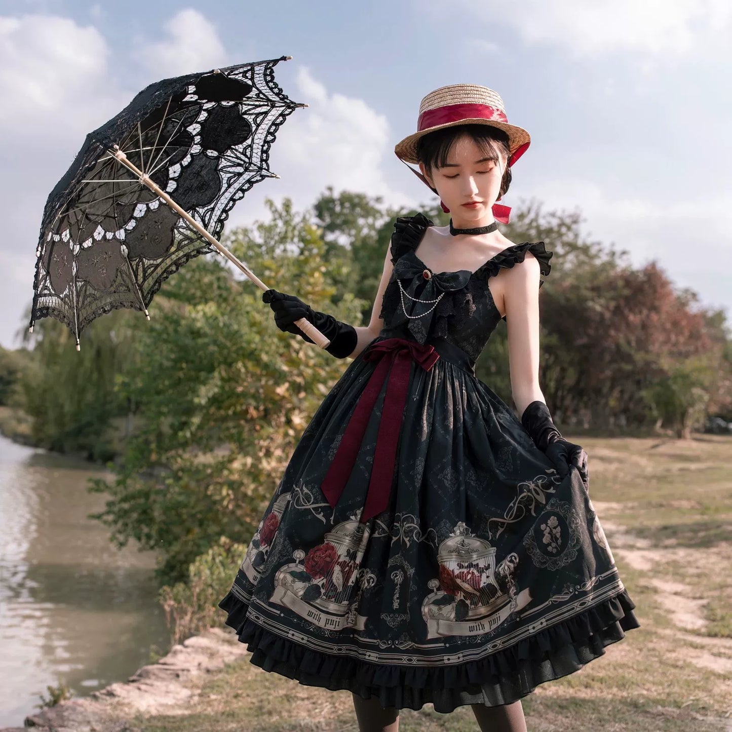 Gothic Tale Elegance Ruffle Dress