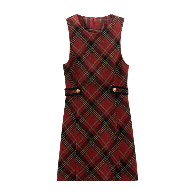 Red Check Vest Dress