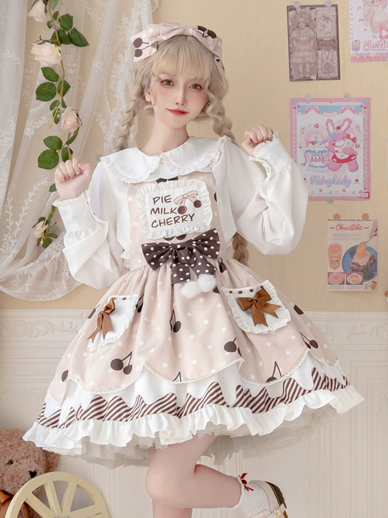 Sweet Creamy Cherry Pie Milk Chocolate Lolita Dress