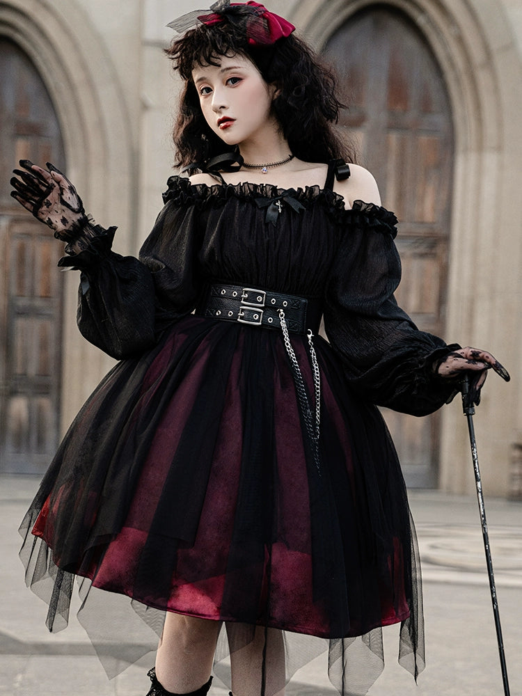 Midnight Gothic Dark Velvet Dress