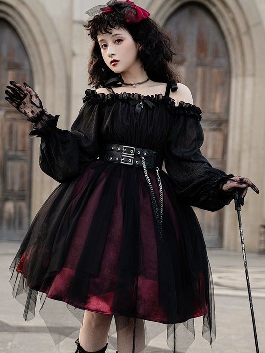 Midnight Gothic Dark Velvet Dress