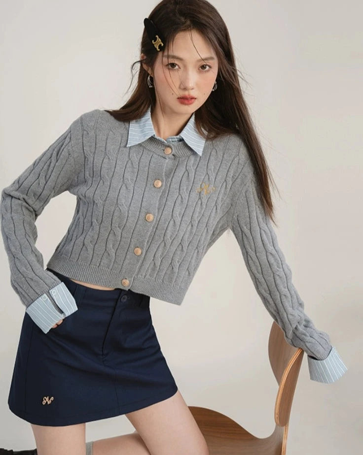 Gray College Knitwear , Skirt