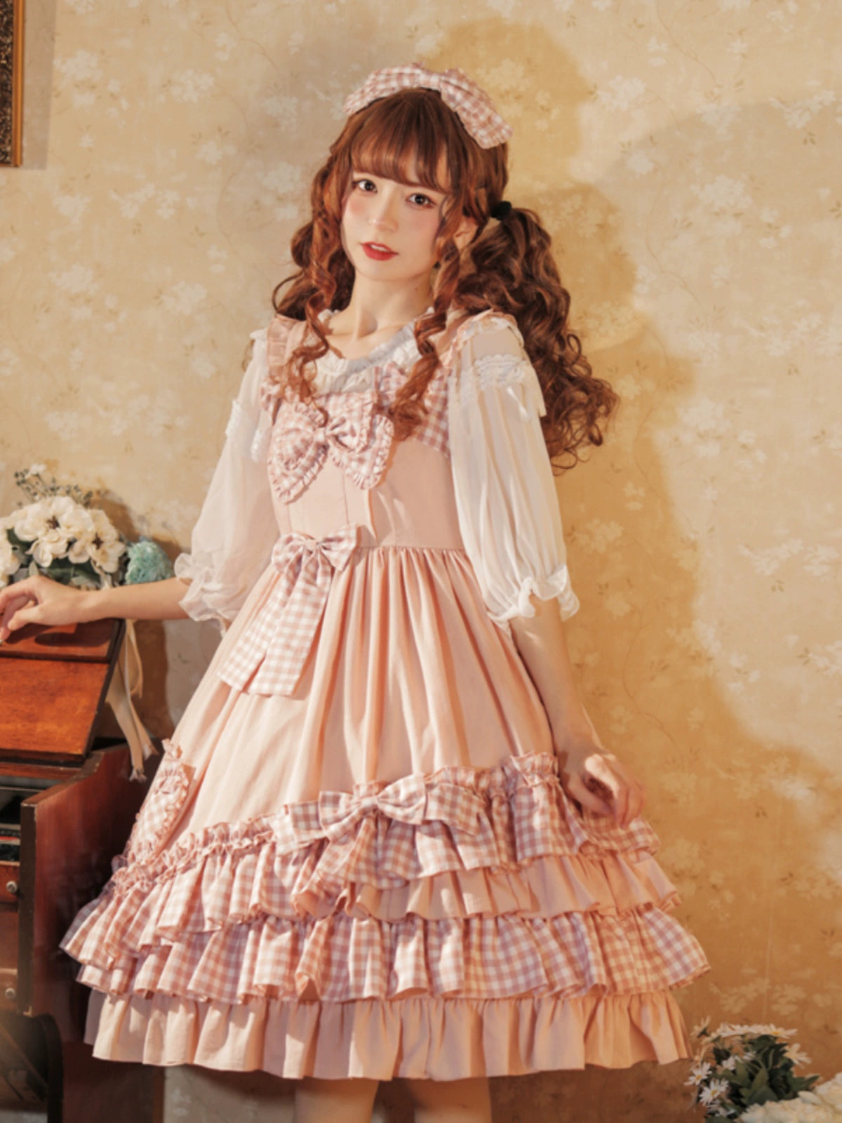 Pink Gingham Sweetheart Lolita Dress