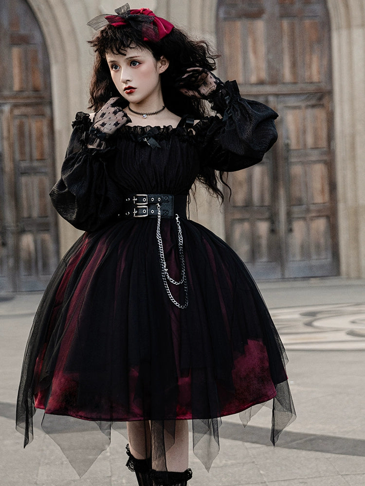 Midnight Gothic Dark Velvet Dress