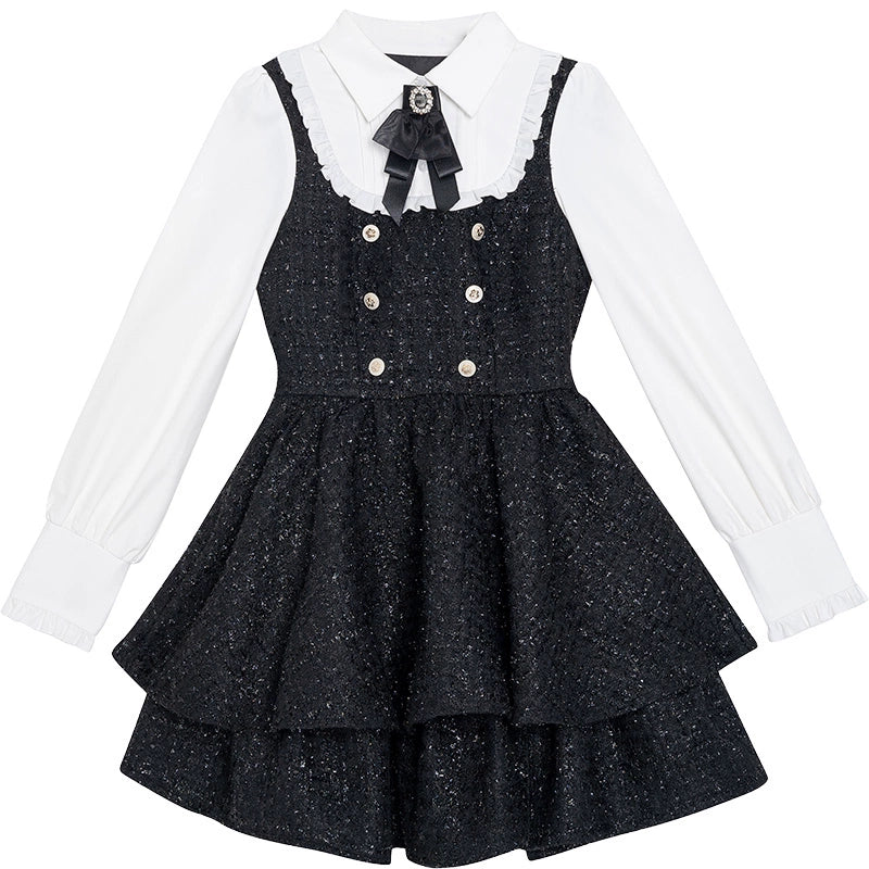 Retro Charm Black Dress Set