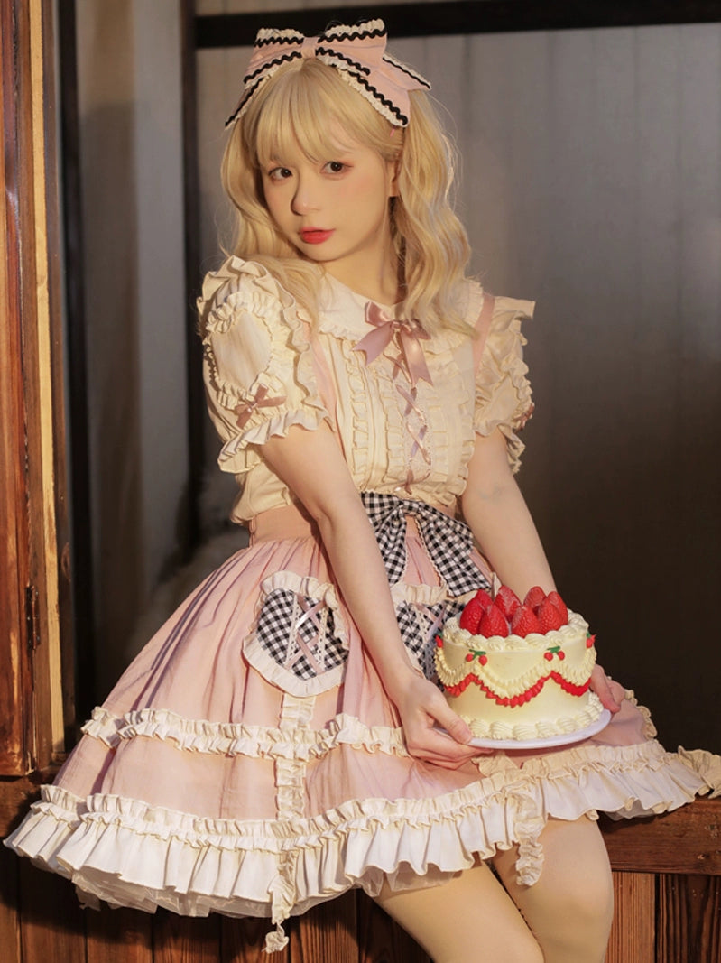 Gingham Heart Ruffle Lolita Dress