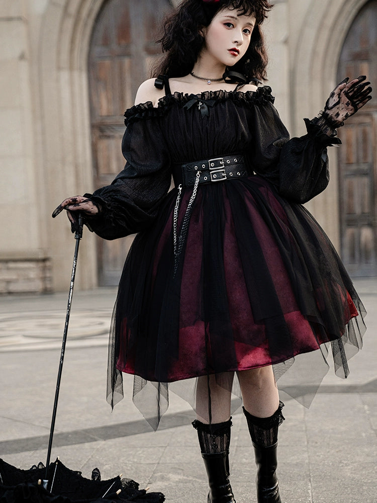 Midnight Gothic Dark Velvet Dress