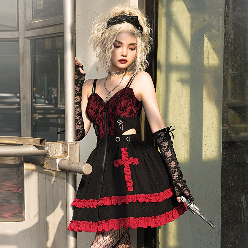 Crimson Midnight Corset Dress