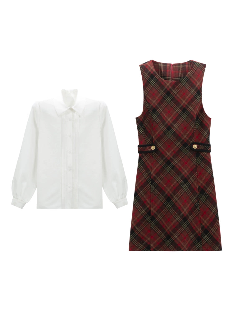 Red Check Vest Dress