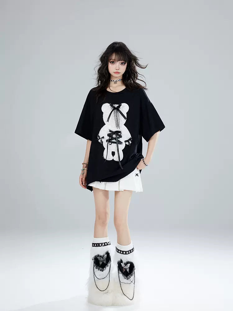 Teddy Lace-Up Oversized T-Shirt