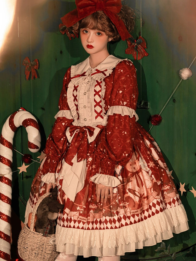 Red White Lace Sweet Lolita Dress