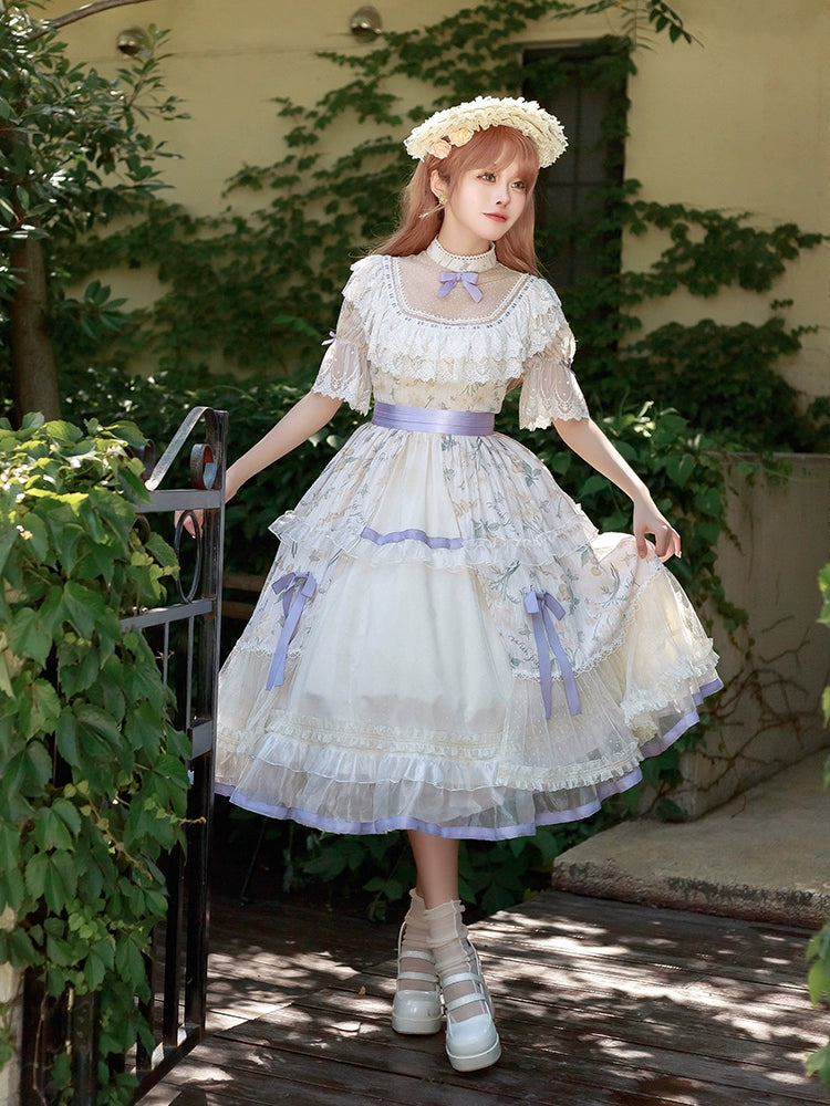 Lavender Lace Victorian Garden Lolita Dress