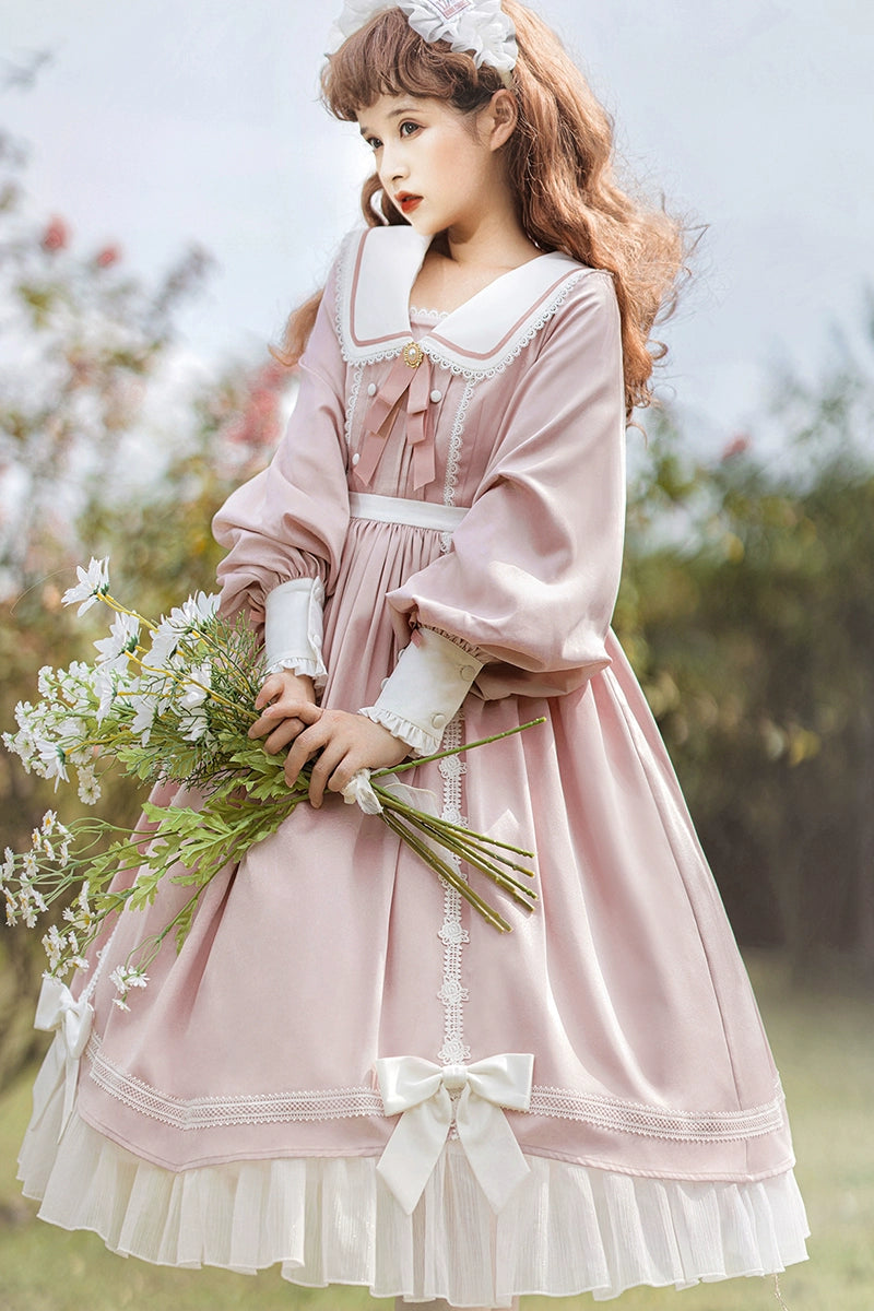 Solid Color Rose Lace Lolita Dress