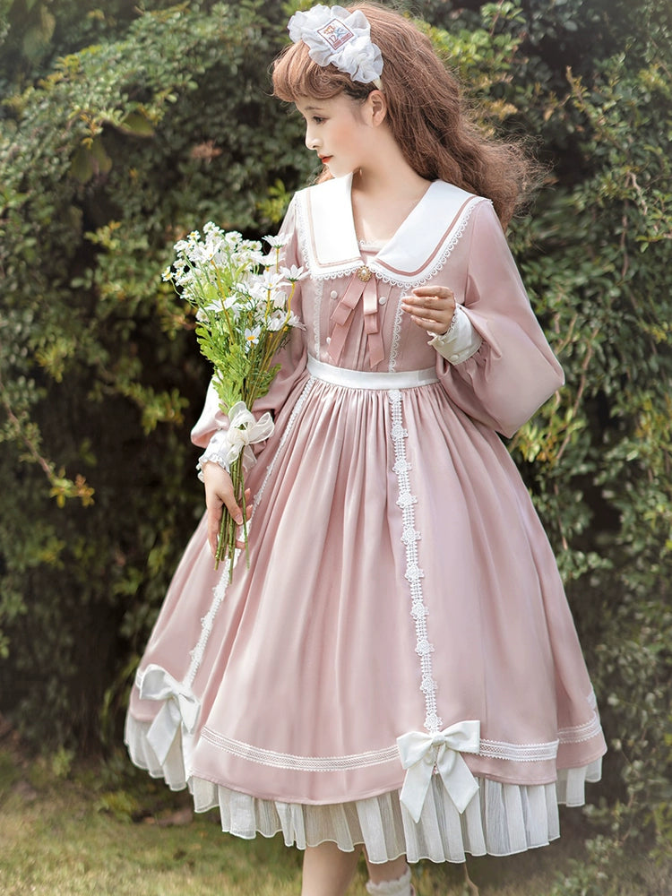 Solid Color Rose Lace Lolita Dress