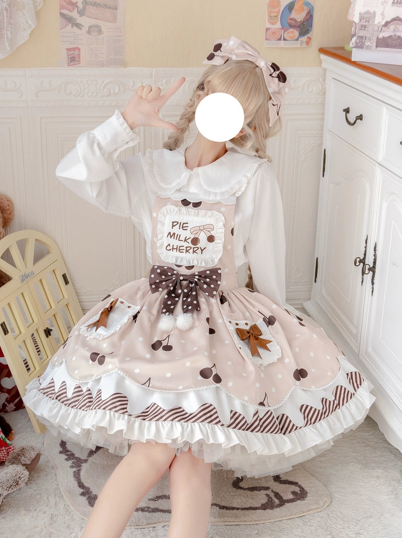 Sweet Creamy Cherry Pie Milk Chocolate Lolita Dress