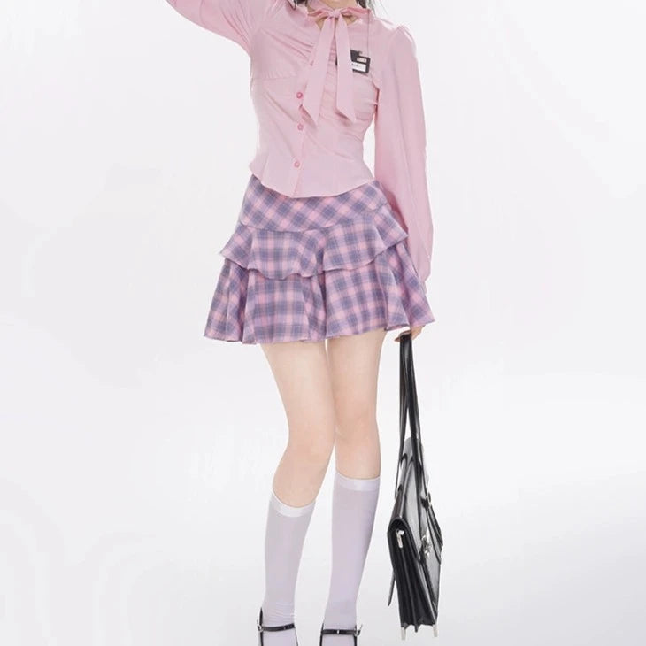 Pink Plaid Schoolgirl Set