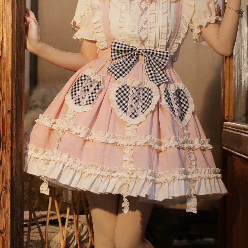 Gingham Heart Ruffle Lolita Dress