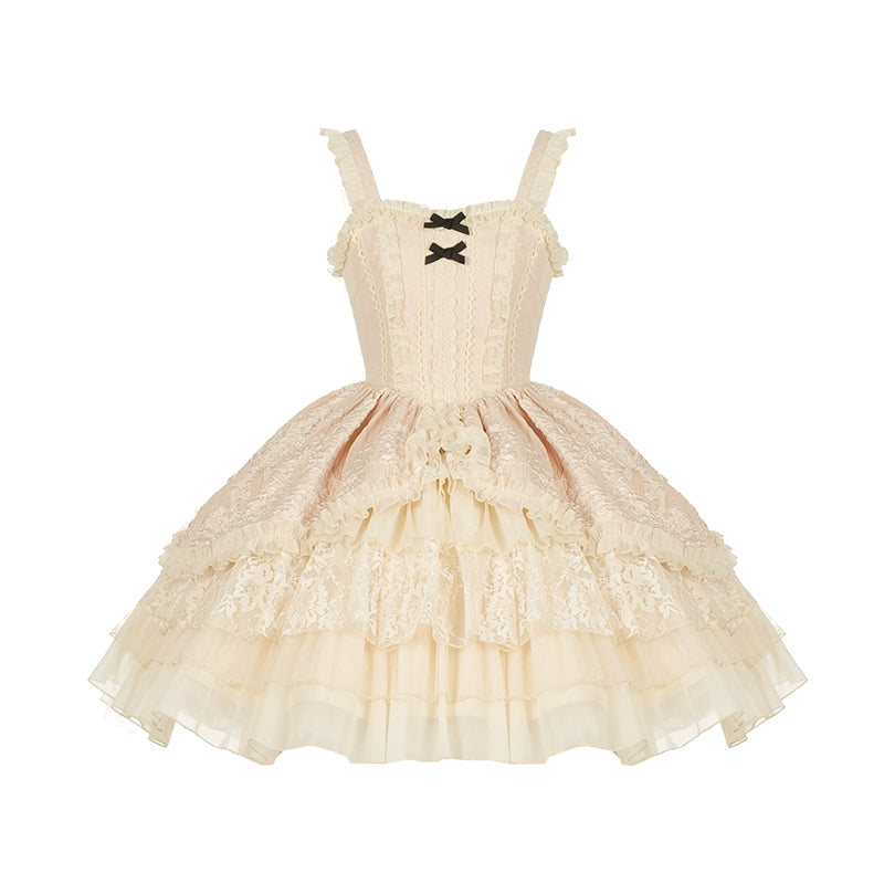 Cream Ruffle Lace Dress