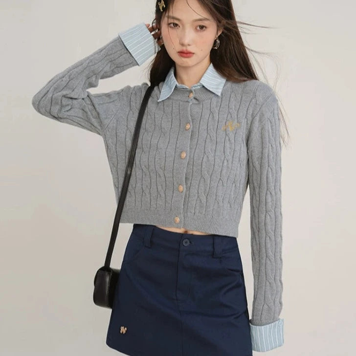 Gray College Knitwear , Skirt