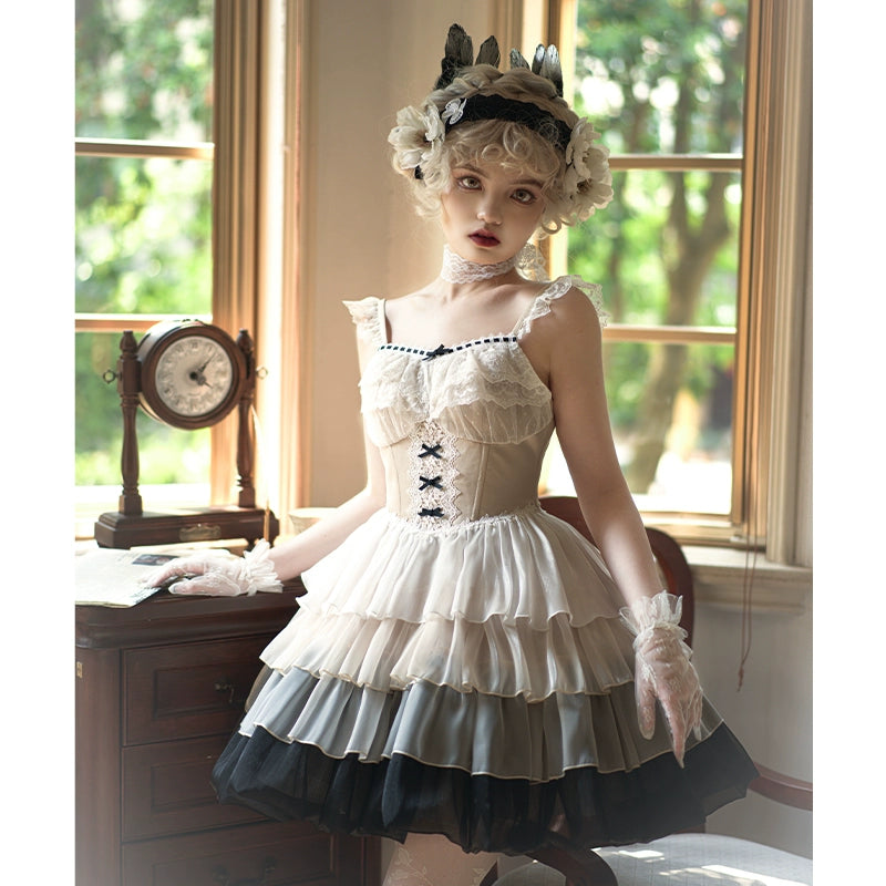 Ethereal Twilight Ruffle Ivory Dress