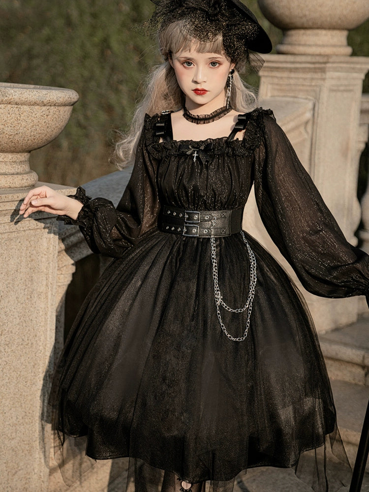 Midnight Gothic Dark Velvet Dress