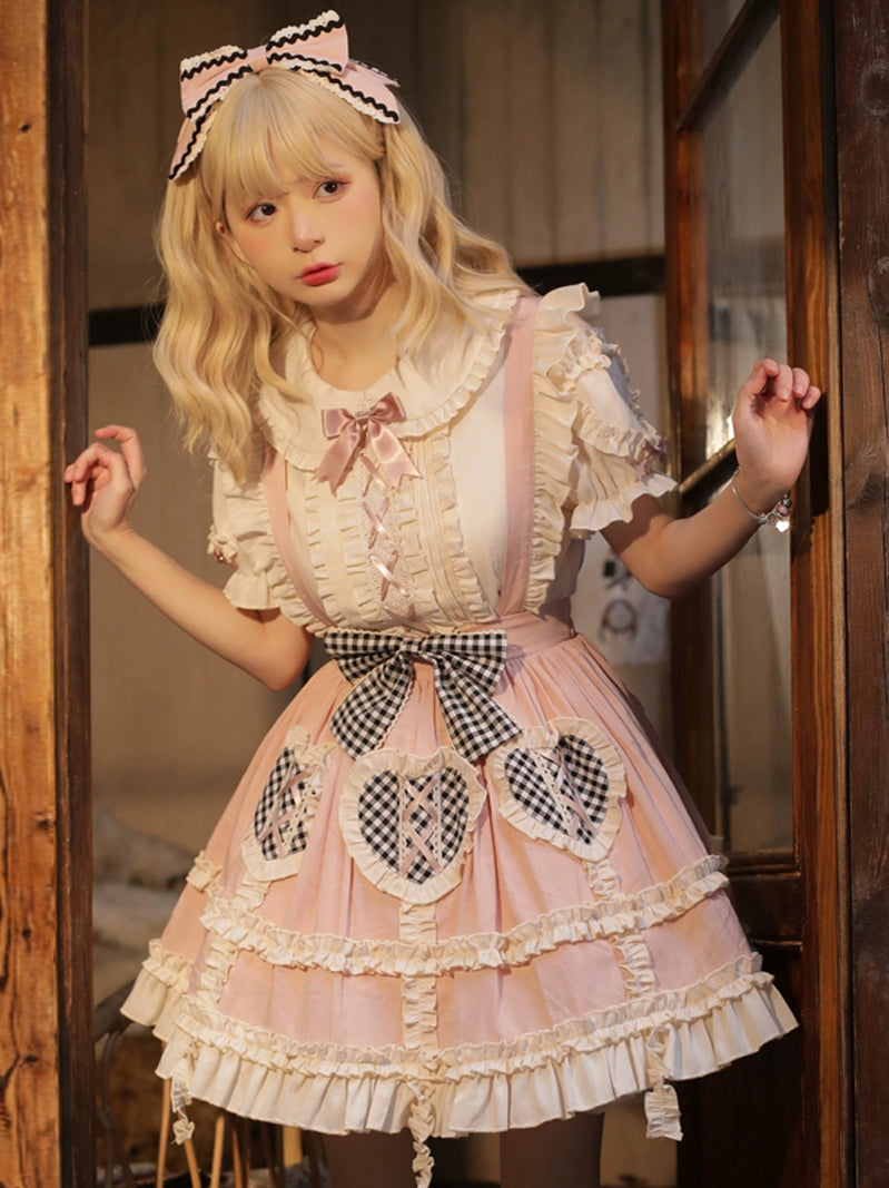 Gingham Heart Ruffle Lolita Dress