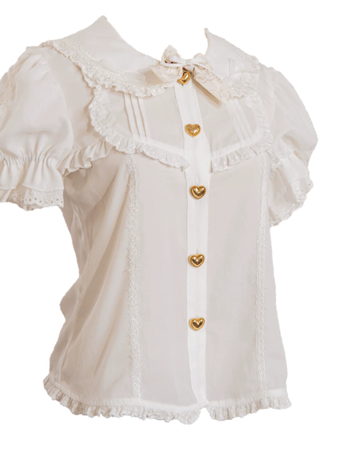 Sweet White Frilled Short-Sleeve Blouse