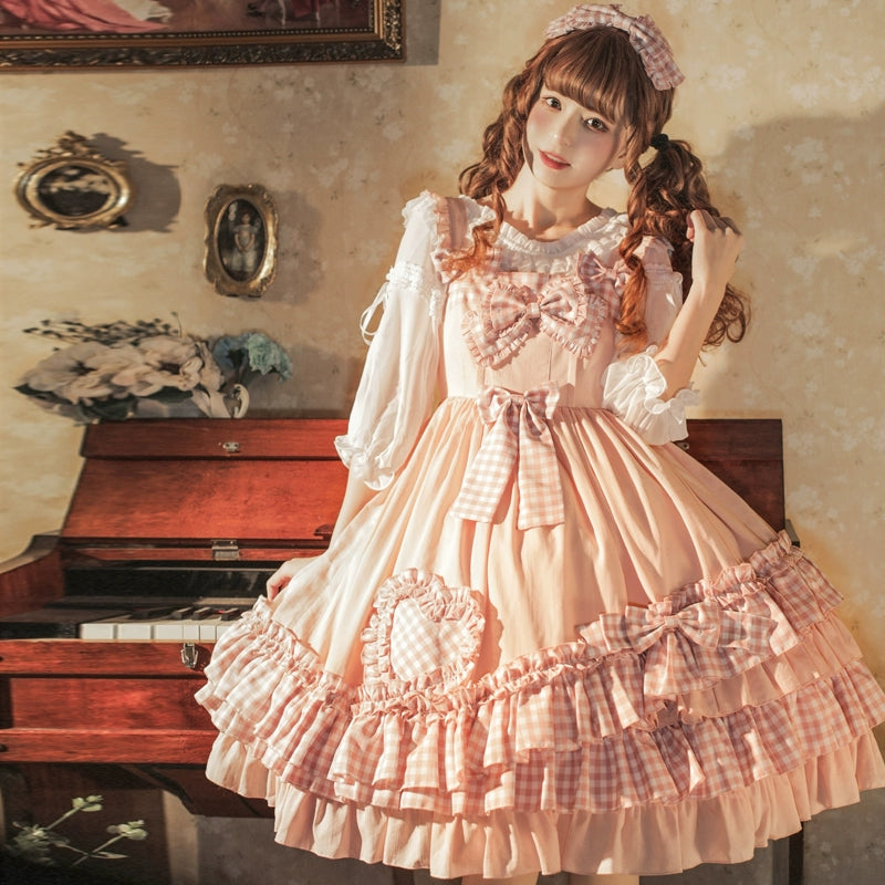 Pink Gingham Sweetheart Lolita Dress