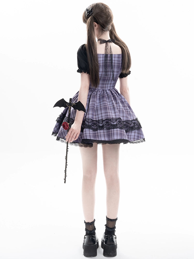 Gothic Purple Plaid Ensemble