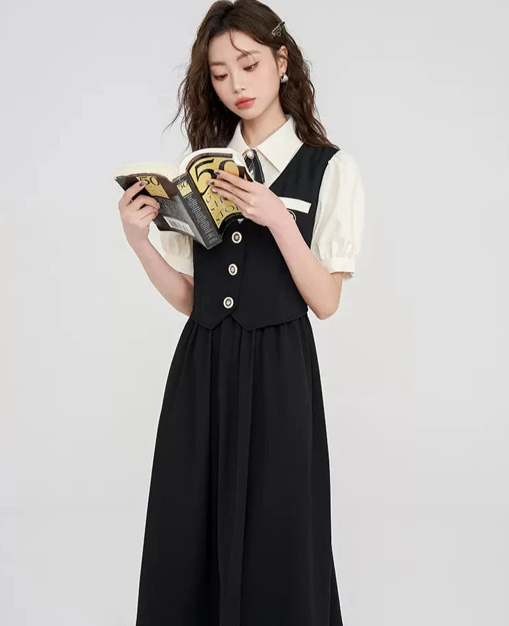 Academia Chic Vest Dress