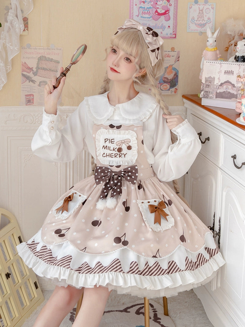 Sweet Creamy Cherry Pie Milk Chocolate Lolita Dress